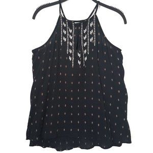 Old Navy Black Embroidered Sleeveless Top, XS